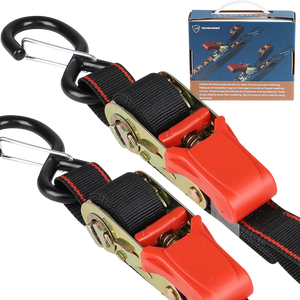 Seamander Ratchet Straps-Heavy Duty 1 inch x 30 inch Boat Transom Straps for Boat Trailer, Pontoon, Jetboat, Sea Doo, Bass Boat, Sailboat and More Vinyl Coated S-Hooks with Safety Cilps
