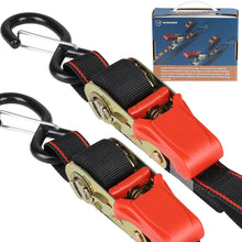 Load image into Gallery viewer, Seamander Ratchet Straps-Heavy Duty 1 inch x 30 inch Boat Transom Straps for Boat Trailer, Pontoon, Jetboat, Sea Doo, Bass Boat, Sailboat and More Vinyl Coated S-Hooks with Safety Cilps
