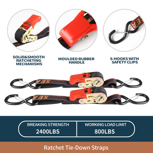 Seamander Ratchet Straps-Heavy Duty 1 inch x 30 inch Boat Transom Straps for Boat Trailer, Pontoon, Jetboat, Sea Doo, Bass Boat, Sailboat and More Vinyl Coated S-Hooks with Safety Cilps