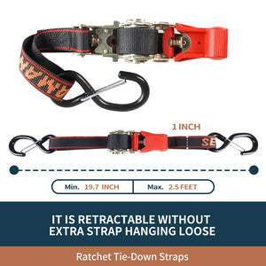 Seamander Ratchet Straps-Heavy Duty 1 inch x 30 inch Boat Transom Straps for Boat Trailer, Pontoon, Jetboat, Sea Doo, Bass Boat, Sailboat and More Vinyl Coated S-Hooks with Safety Cilps