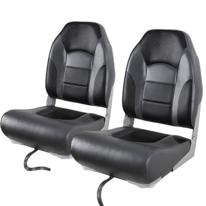 Seamander Premium High back Folding Boat Seat, Charcoal/Black, 2 seats
