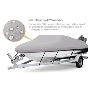 Seamander Trailerable Runabout Boat Cover Fit V-Hull Tri-Hull Fishing Ski Pro-Style Bass Boats, Full Size