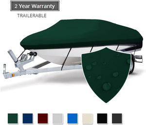 Seamander Trailerable Runabout Boat Cover Fit V-Hull Tri-Hull Fishing Ski Pro-Style Bass Boats, Full Size