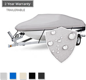 Seamander Trailerable Runabout Boat Cover Fit V-Hull Tri-Hull Fishing Ski Pro-Style Bass Boats, Full Size