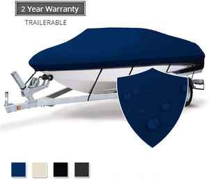 Seamander Trailerable Runabout Boat Cover Fit V-Hull Tri-Hull Fishing Ski Pro-Style Bass Boats, Full Size