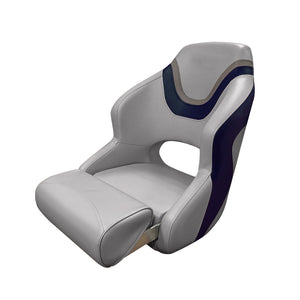 Seamander Captain Bucket Seat,Sport Flip Up Seat, Light Gray/Blue/Charcoal, Light grey/Burgundy/Charcoal